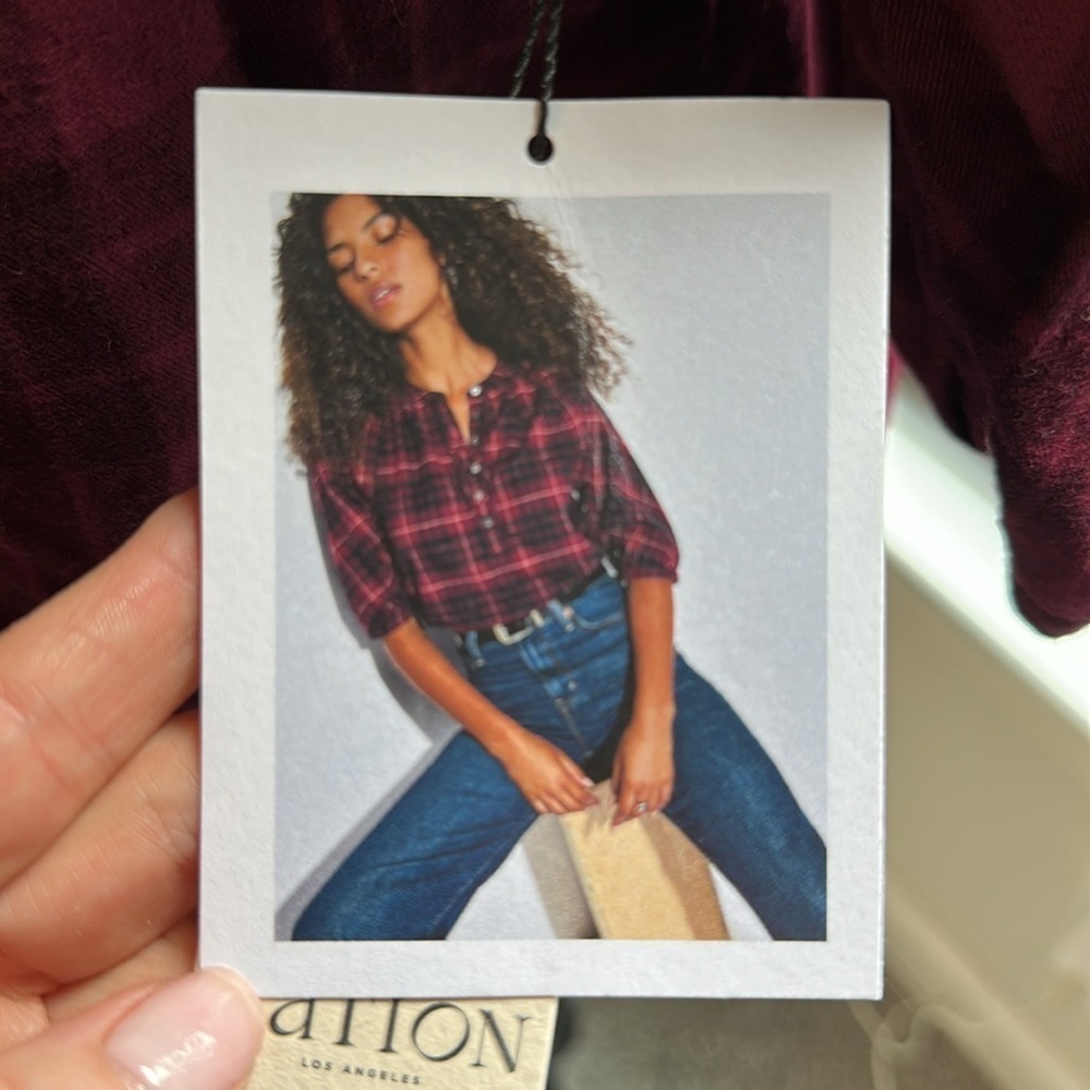 Nation LTD May Pim Cotton Plaid Flannel Top, Medium, NWT - Picture 5 of 12